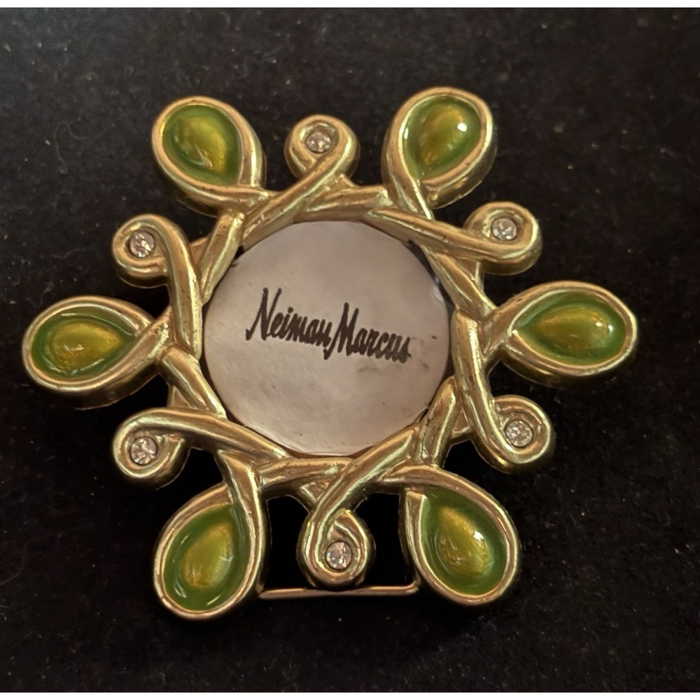 VTG Neiman Marcus / Jay Strongwater Mini Green Enamel Picture Frame Swarovski